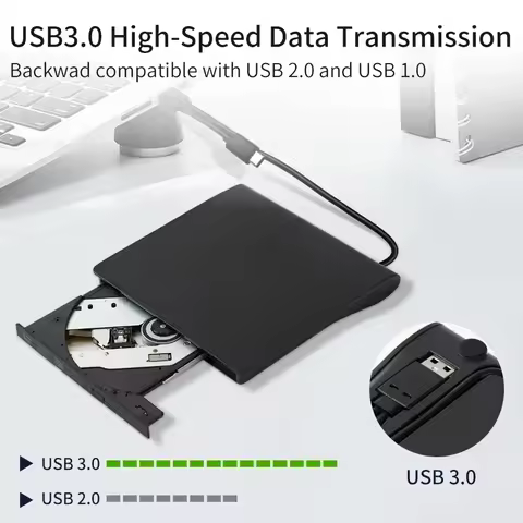 External DVD RW CD Writer USB 3.0 DVD Recorder Portable Slim Optical Drive Burner Reader Player Tray