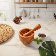 Mini Teak Wood Mortar and Pestle