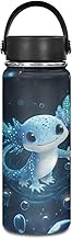 Coldinair Blue Axolotl 18oz Kids Stainless Steel Insulated Water Bottle Leakproof Sport Thermal Bott