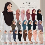 Tudung Sarung Cotton ZC SOUK 17.0 Ironless Moscrepe Instant Dewasa Premium (20 warna) Tudung Ironless Hijab perempuan