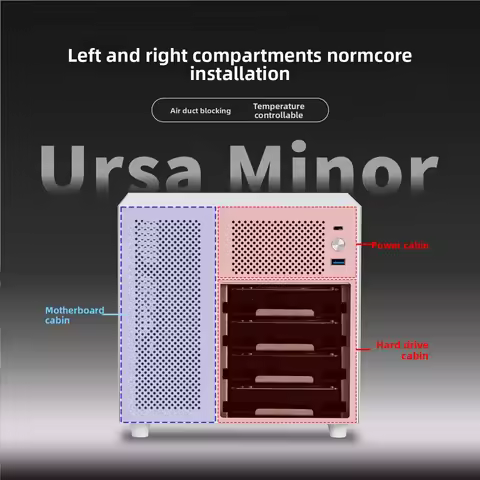 Ursa Minor 4-bay NAS Chassis SFX Power Supply ITX Motherboard,9.9L Ultra-compact Size, 70mm Heat Sin