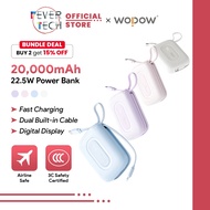 WOPOW SQ73 Mini Power Bank 20000mAh PD 20W Fast Charging with Built-in L & USB-C Cable, Dual Output 