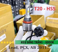 Đèn led siêu sáng cho xe máy honda pcx 2011 - lead 110 -ab đầu bò 2012 - chân hs5 - T20 có quạt tản