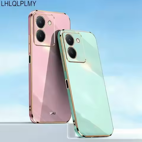 Luxury Plated Silicone Case For Vivo Y28 Y03 Y18 Y27S Y28S Y27 5G V29 Lite V29E V30E V30 Pro V40 SE 