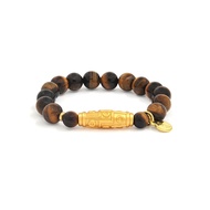 9 Eyed Dzi Charm Bracelet with Tiger Eye Beads