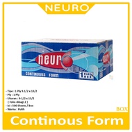 Neuro - Continuous Form 1ply 9 1/2 x 13/2 FOLIO Divided By 2) Ncr - Box