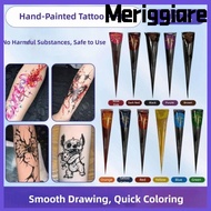 MERIGGIARE Henna Tattoo Cream, Easy-To-Use Semi-permanent Henna Paste Cone, Henna Tattoo Cream Tempo