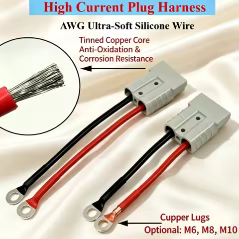 Compatible with Anderson Connector Wiring Harness, 50A/120A/175A/350A High Power Plug Cable for Elec