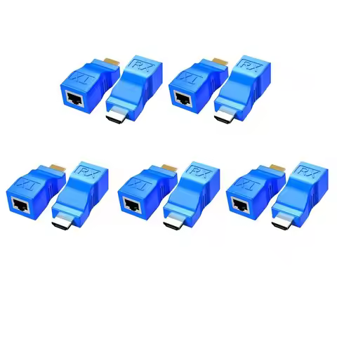 10Pack Extender, To RJ45 Converter Repeater Over Cat 5E / 6 1080P Up To 30M Extender For HDTV PS4 ST