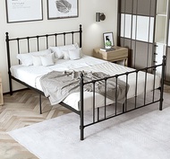 เตียง เตียงเหล็ก 4/5/6 ฟุต เตียงนอน ดำ/ขาว  สไตล์ยุโรป ท่อเหล็กหนา ไม่รวมที่นอน มีจำหน่ายเป็นเวลา 20 ปี