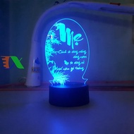 Đèn ngủ đèn trang trí Led 3D đèn thư pháp 7 màu