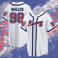 White Atlanta Team Braves #98 Wallen Baseball Jersey Shirt Fan Made White