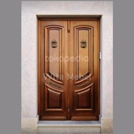 Pintu jati solid 2 daun motif modern bahan kayu berkualitas 173