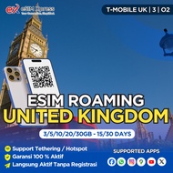 eSIM United Kingdom UK 3/5/10/20 GB Data | 15/30 Hari | eSIM Roaming | eSIM Travel | eSIM Inggris