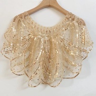Sequin Shawl for Women Elegant Wedding Evening Cape Sheer Beaded Bolero Party Dress Cover Up Slim Fi