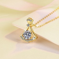 【 GRA Certificate Attachment 】 0.8CT genuine moissanite necklace, fashionable fan-shaped S925 pure s