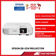 EPSON EB-E24 PROJECTOR XGA 3600 LUMENS 3 LCD PROJECTOR 15000:1 AUDIO 5W 2 YRS