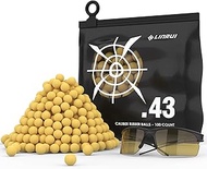 LinRui 100ct .43 Cal Paintballs for Reusable Training and Less Lethal Self Defense Balls, paintballs