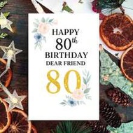 "1pc Elegant 'HAPPY 80th BIRTHDAY DEAR FRIEND' Greeting Card With Envelope (11cm16cm&4.33in6.29in) -