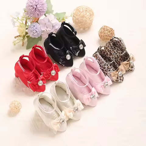 Infant Pre-Walker Shoes 0-12M Baby Girls Princess Bow Shoes Solid Color Fashion Party Walking Footwe