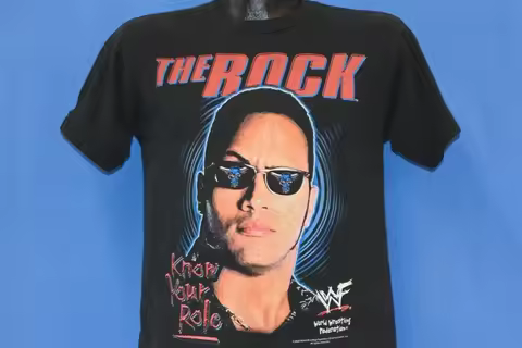 Y2K the Rock WWF Know Your Role Dwayne Johnson Wrestling T-shirt