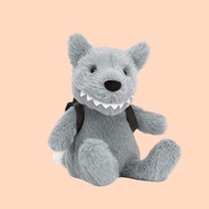 Cute Backpack Wolf Plush Toy Soft Stuffed Animal Doll Grey Wolf Plushie Birthday Gift for Kids Girls