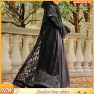 2PCS Abaya lace cardigan inner dress muslimah jubah dubai plus size plain chiffon dress Maternity Nursing belted Dress