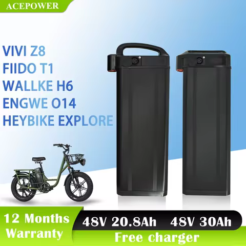 For Fiido T1 Heybike Explore Vivi Z8 Wallke H6 Engwe O14 Battery Ebike Battery 48V 20.8Ah 30Ah Foldi
