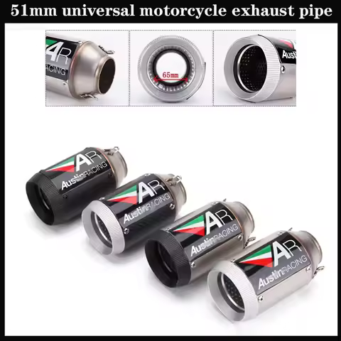 51mm universal exhaust pipe for Suzuki K7K8,CFMOTO 250SR 450SR Kawasak ZX4R ZX6R, Z400, Z800,Z900 Mo