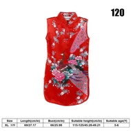 Cheongsam Anak Qipao Baju Imlek Anak Perempuan Motif Peacock Merak Cina Tradisional