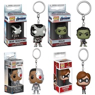 POP Marvel Superhero Movie Keychain Toys New Captain America The Hulk Cyborg Woman The PVC Figure Toys Keyring