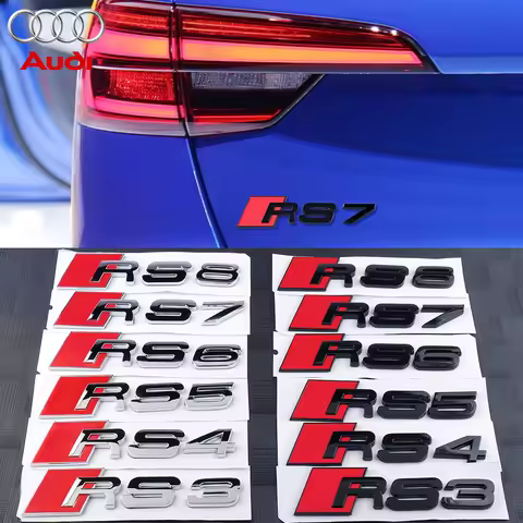 1PCS Car ABS RS3 RS4 RS5 RS6 RS7 RS8 Emblem Body Tail Trunk Decoration Sticker for Audi A3 8P 8V A4 