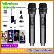 (Stock in Malaysia) professional wireless microphone uhf cordless mic dual handheld rechargeable mik