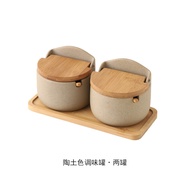 2PCS Ceramic Seasoning Jars with Wooden Lid Salt Shakers Kitchen Supplies White Spice Organizer Cani