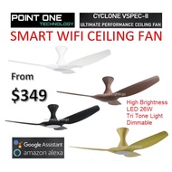 SMART WIFI Point One Eco Fan Cyclone Vspec-II 46" 52" PO Ceiling Fan with LED Light Remote DC Motor SG Warranty