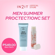 IN2IT Men Summer Protection Set | Matte Defence Sunscreen SPF50+ + Free Lip Treat Balm-Vanilla
