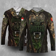 Produk Original Jersey Camo Custom Kerah Hoodie Hntf 218 / Kaos Hunting / Baju Perbakin / Baju Kamuf
