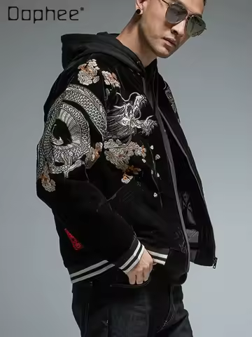 Personalized Fashion Heavy Industry Embroidered Jacket Men's and Women Coats Heavy Industry Retro Ch