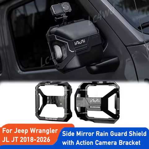 LC4WD 4x4 IRURI Aluminum-Magnesium Alloy Side Mirror Rain Guard Shield with Camera Bracket For Jeep 