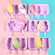 Popsicle Mold Kitchen Cartoon Ice Cream Popsicle Mold Diy Ice Grid New Style with Cover Silicone Ice Cream Mold-&amp;-&amp;