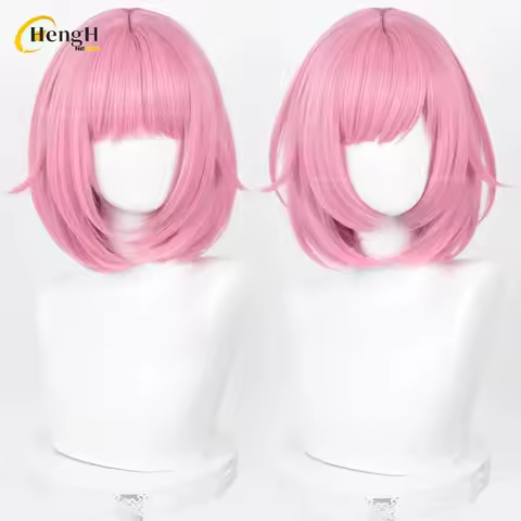 In Stock Ootori Emu Synthetic Anime Short 34cm Dark Pink Cosplay Wig Heat Resistant Hair Halloween P