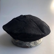 French Vintage Super Etchea pure wool waterproof black beret  like kangol and stussy  Black Wool lea