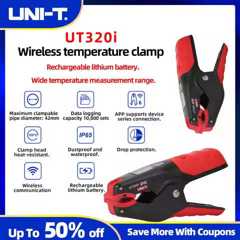 UNI-T UT320i Wireless Temperature Clamp Meter APP Control 10000 Data Storage IP65 Waterproof for HVA