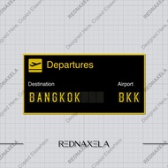 Stiker Vinyl Airport Sign BKK Bangkok Departures Stiker Koper Travel Sticker