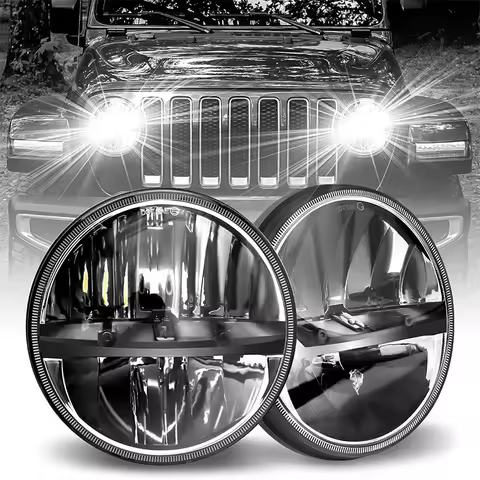 Bitcuk Car Led H4 7inch Car Accessories Hi/Lo Beam Halo DOT E9 4X4 7" LED Headlight For Jeep Wrangle