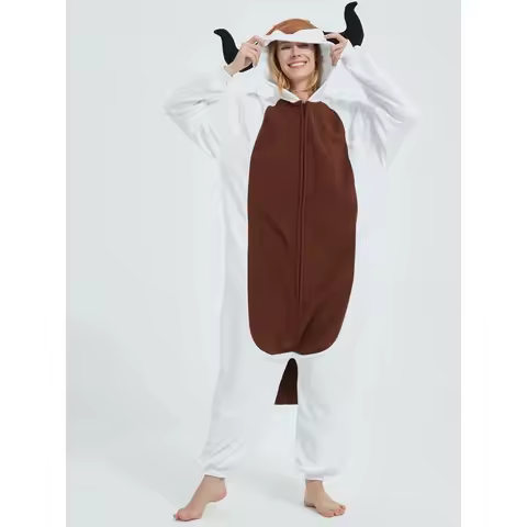 AIAI 2025Men White Cow Onesies Pajamas the Last Airbender Appa Kigurumi Women Cosplay Costume Animal