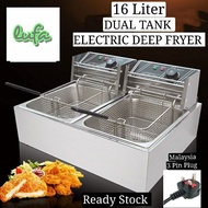 2 x 8L  Electric Stainless Steel Deep Fryer Commercial Portable Double Tank dapur goreng elektrik kentang goreng