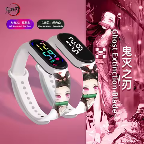 Demons Slayers LED Colorful Classic White Mi Watch Anime Figures Kamado Tanjirou Nezuko Waterproof S