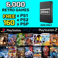 160 PS1 PS2 PSP + 6000 Games (500GB HDD) Plug & Play Retro Game Emulator Retrobat Portable Harddisk