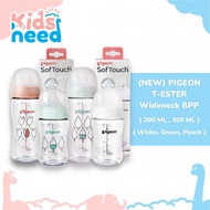 (NEW T-ESTER) Pigeon T-ester Wideneck BPP 200ml 300ml White Green Peach W/ P-PLUS Soft Touch TM Gen 